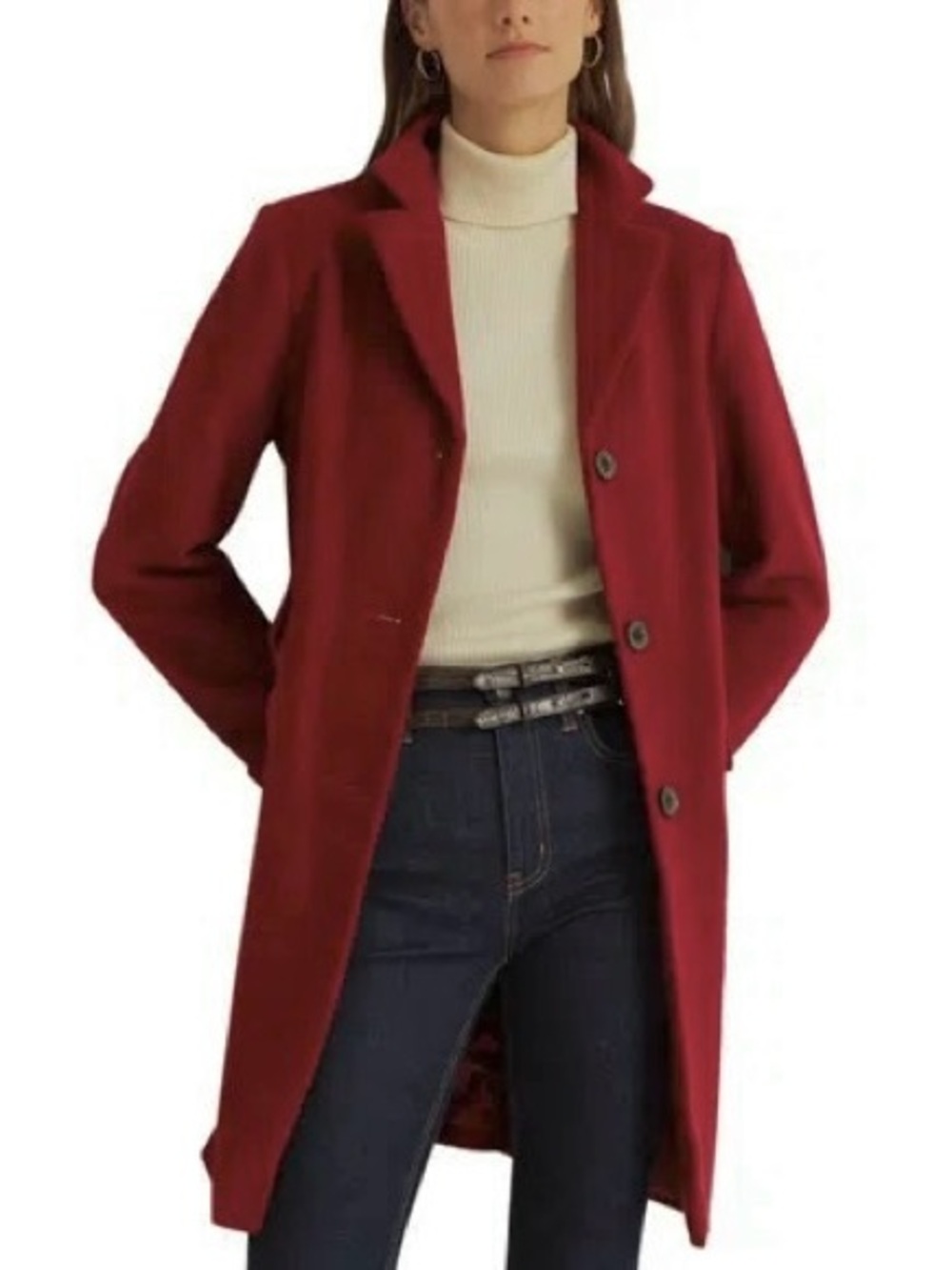 Lauren Ralph Lauren Single-Breasted Walker Wool Blend Pea Coat Red Orange Size 4
